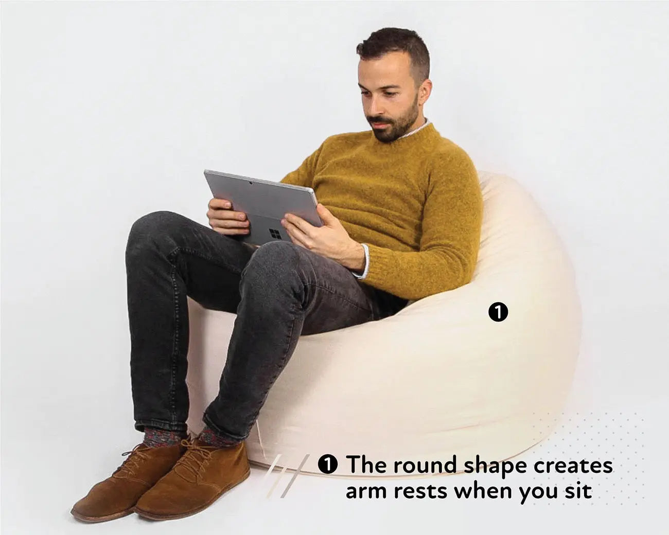 Round Wool Bean Bag Chair