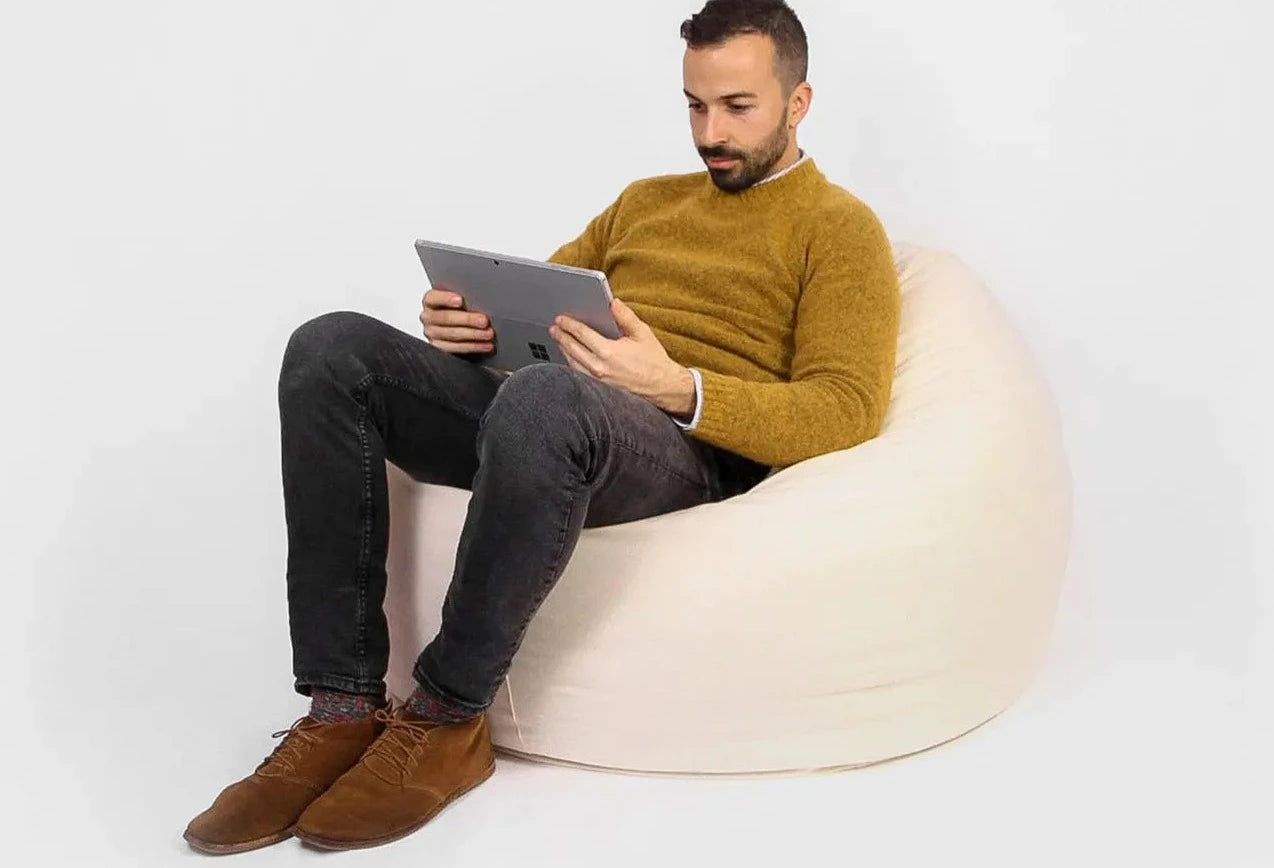 Round Wool Bean Bag Chair