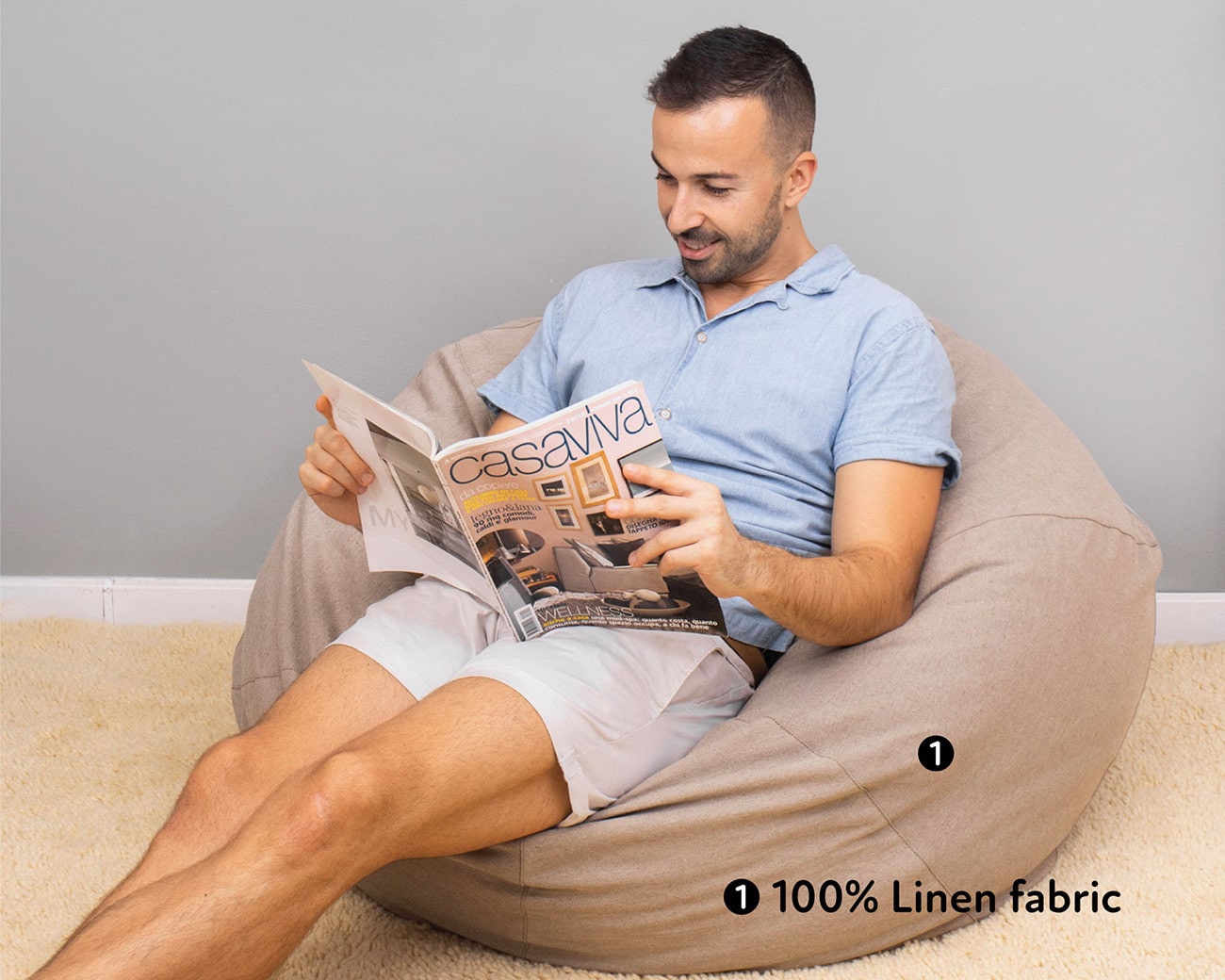 Round Wool Bean Bag Chair