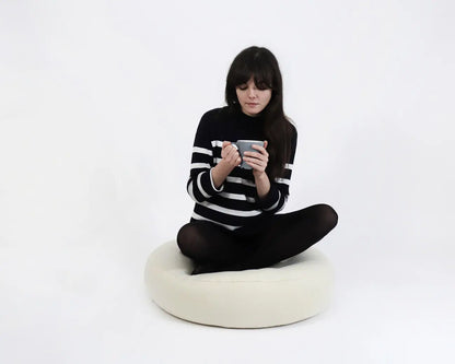 Wool Round Tufted Ottoman Cushion
