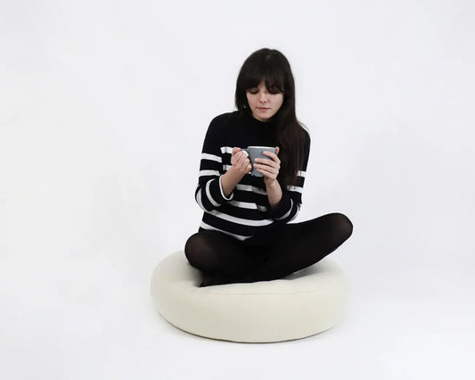 Wool Round Tufted Ottoman Cushion